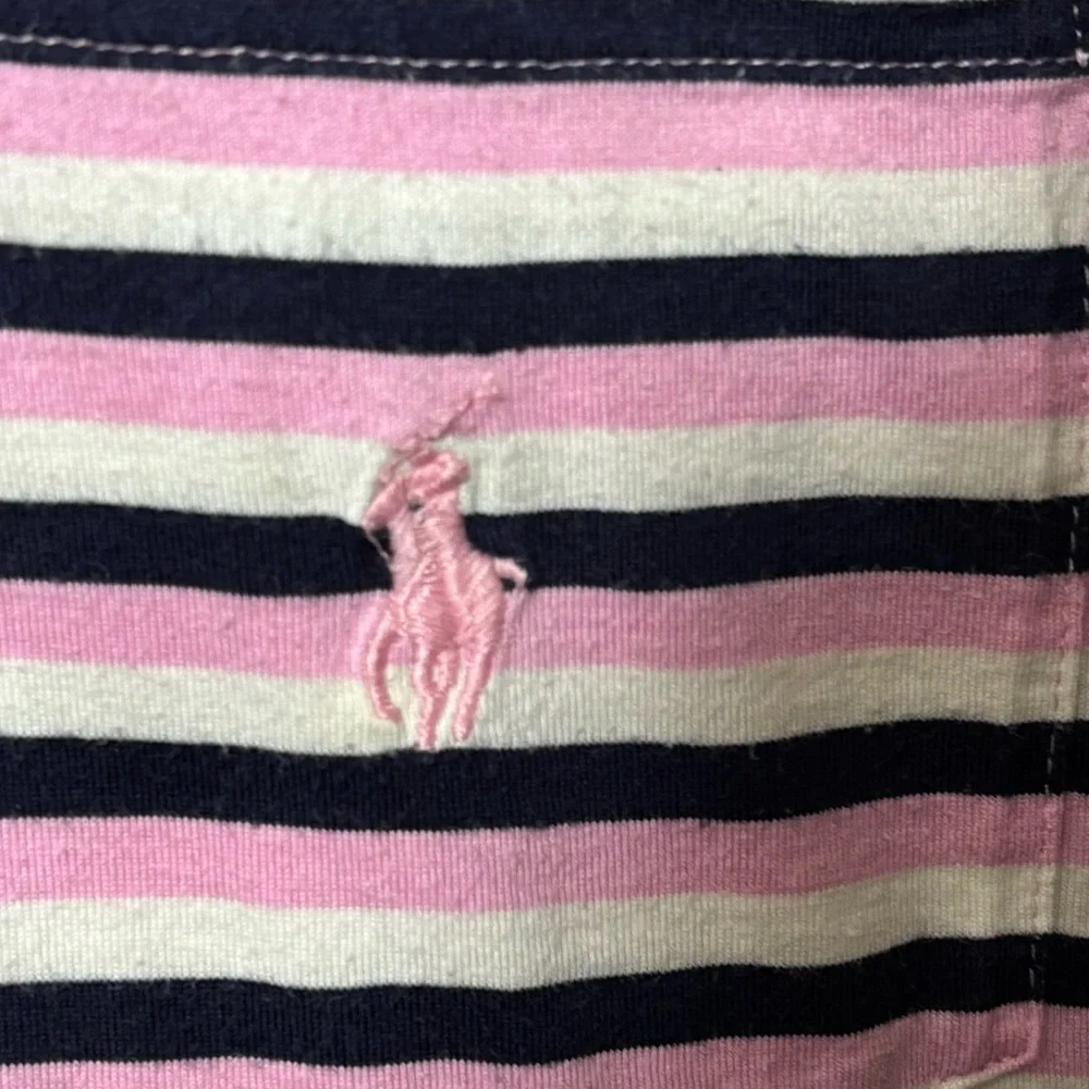 Polo by Ralph Lauren XL Men's Striped Polo Shirt pink & navy blue 30” L 23” p2p